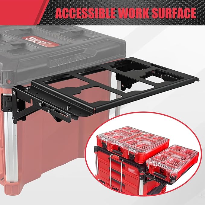 Upgrade Folding Packout Mount Compatible with Milwaukee Packout Toolbox,Side Storage for Your Packout System