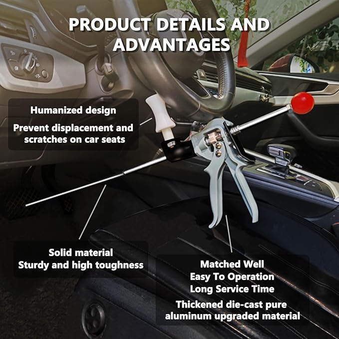 RAMATA 15" Steering Wheel Holder & Brake Pedal Depressor Tool, Accelerator, Clutch Pedal Depressor Also for Vehicles Truck Brake, Throttle, Gas Pedal for Vehicles Testing Maintenance, Max up 33"