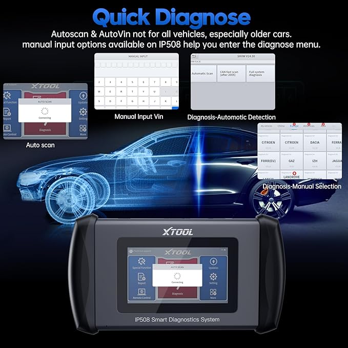 Code Reader for Cars and Trucks, XTOOL InPlus IP508 Engine ABS SRS Transmission Car Diagnostic Tool with Oil Reset, EPB, SAS, BMS, Throttle, Check Engine Code Reader, Android 10.0