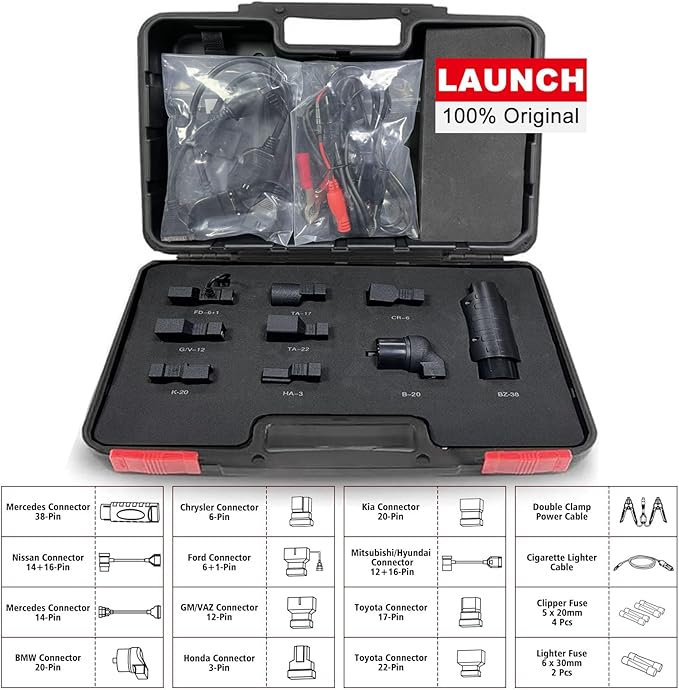 LAUNCH Non-16 Pin Adapter Kit OE-Compliant Connectors Compatible for All LAUNCH X-431 Diagnostic Tool [X-431 V/V+, X-431 PRO S+/3S+/5/Mini, X-431 PAD III/V/VII]