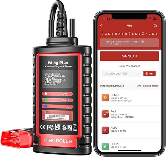 KINGBOLEN Ediag Plus Bluetooth Scanner, All System Bidirectional Control OBD2 Diagnostic Scanner for iOS & Android with ECU Coding, CAN-FD Protocol, Auto VIN, 15+ Rest Functions, 1 Year Gratis Update