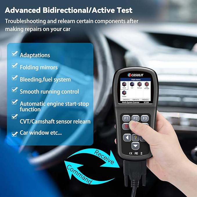 OBD2 Scanner Code Reader for Chevy/GMC Full System Diagnostic Scan Tool, Transfer Case ABS SRS EPB CKP Oil Reset 30+ Special Function Check Engine Code Reader with Battery Registration Bi-Directional