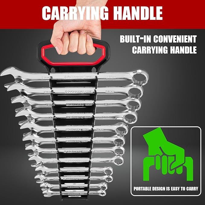 Gisafai 4 Pcs 48 Tool Gripper Wrench Organizer 5 x 11 In Plastic Wrench Rack Wrench Holder Wrench Storage with Handle Wrench Holders Organizers for Tool Box Tray for Toolbox Carrying Wall Hanging