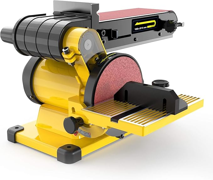 4.3A Belt Sander, 4 x 36 in. Belt & 6 in. Disc Sander, Double Dust Exhaust Port, Steel Base, 2Pcs Sandpapers Included