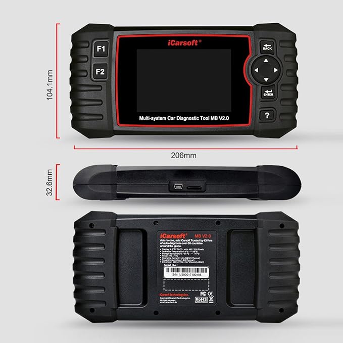 Diagnostic Scanner iCarsoft MB V2.0 Compatible for Mercedes-Benz/Sprinter/Smart, ABS SRS Oil BLD INJ