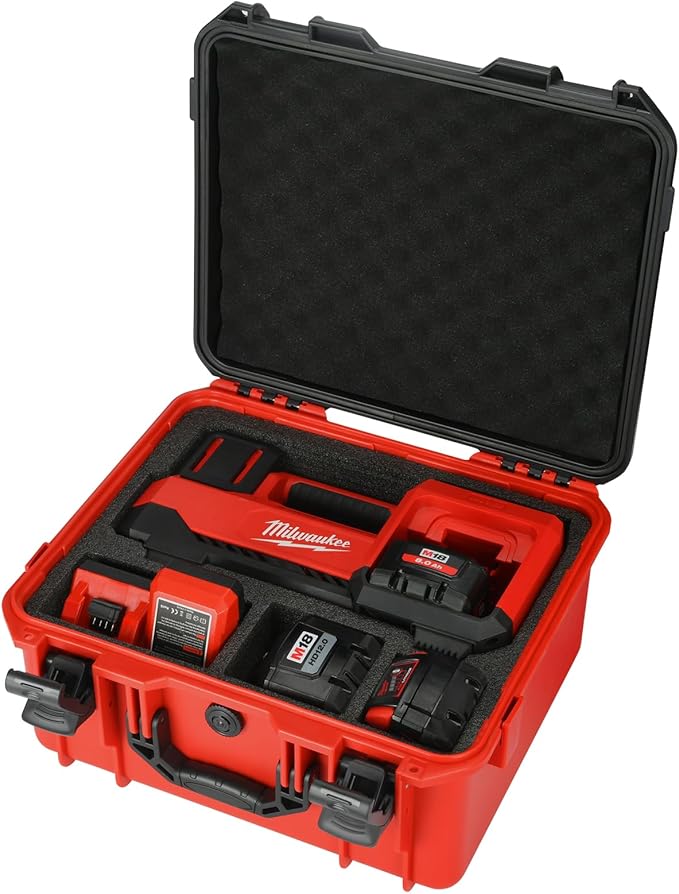 Air Compressor Case for Milwaukee Inflator: Waterproof Hard Case for Milwaukee M18 Cordless Tire Inflator 2848-20, Air Pump Storage Box for Milwaukee Tool | 3.0 to 12.0Ah Battery | Charger (Case Only)