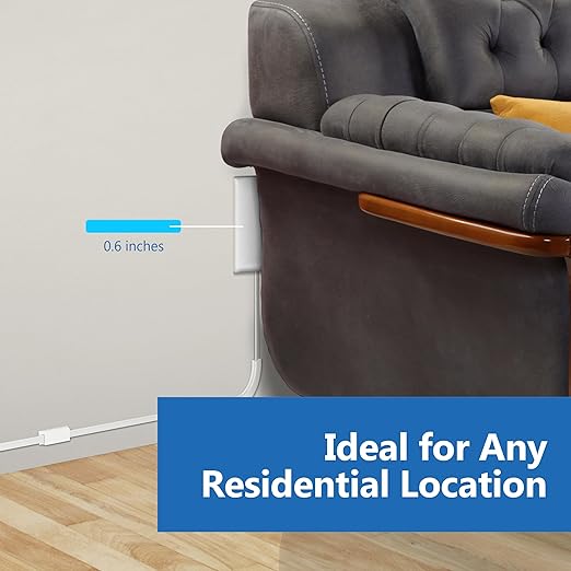 LIDER Flat-Face Outlet Extender with 3 Receptacles, Ultra-Thin Wall Plate Plug with Cord Extender and 3-Outlet Power Strip, 3ft Cord, LWE3-315-W2P, White, 2 Pack