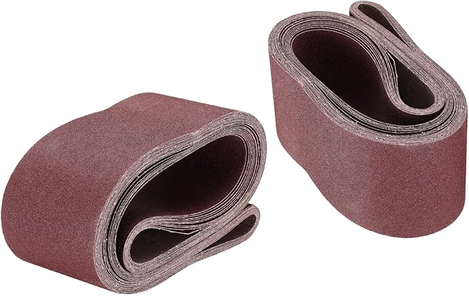 uxcell 10pcs 6" x 89" Sanding Belts 60 Grits Aluminum Oxide Abrasive Belt Sander Paper Sanding Papers for Metal Wood Grinding Polishing, Reddish Brown