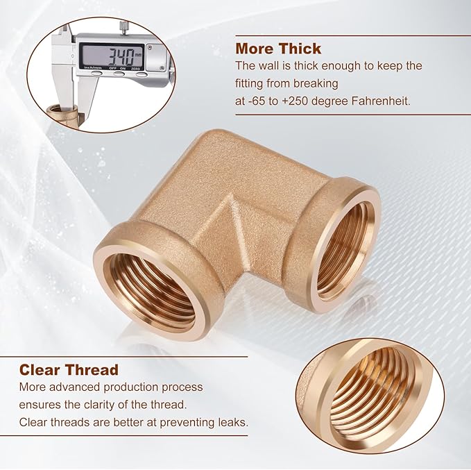 5pcs 3/8” Brass Fittings 90 Degree Barstock Street Elbow 3/8" NPT Female Pipe to 3/8" NPT Female Pipe 3/8 NPT Female Elbow Forged Brass Pipe Fittings