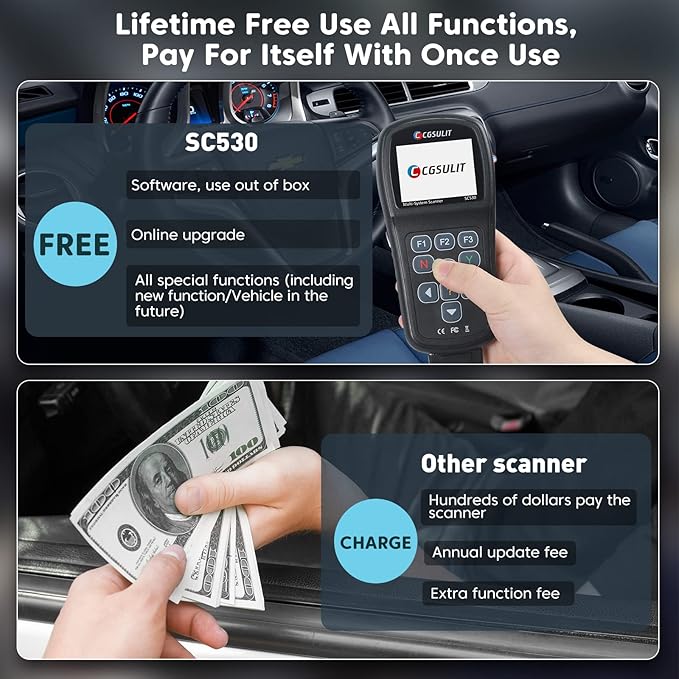 OBD2 Scanner Code Reader for Chevy/GMC Full System Diagnostic Scan Tool, Transfer Case ABS SRS EPB CKP Oil Reset 30+ Special Function Check Engine Code Reader with Battery Registration Bi-Directional