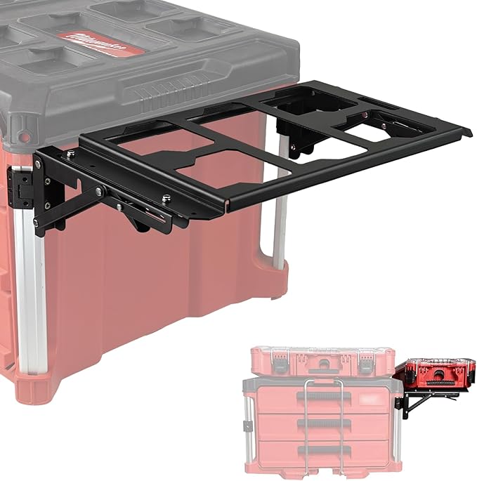 Upgrade Folding Packout Mount Compatible with Milwaukee Packout Toolbox,Side Storage for Your Packout System
