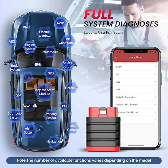 THINKCAR Thinkdiag Mini Bluetooth OBD2 Scanner, OEM Full System Diagnostic Scan Tool for iOS and Android, Check Engine Light Fault Car Code Reader