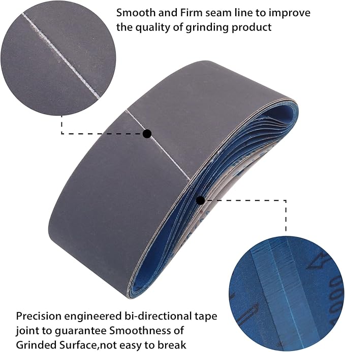 3 Inch x 18 Inch Sanding Belts, 3 x 18 Silicon Carbide Sanding Belt, 5 Pcs Each of 600, 800, 1000 Grits Knife Sharpening Sanding Belt for Belt Sander, 15 Pack
