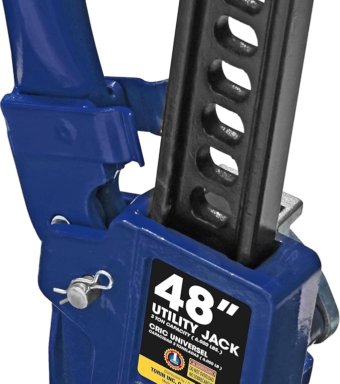 BIG RED ATR6501UR Torin 48" Ratcheting Off Road Utility Farm Jack: 3 Ton (6,000 lb) Capacity, Blue