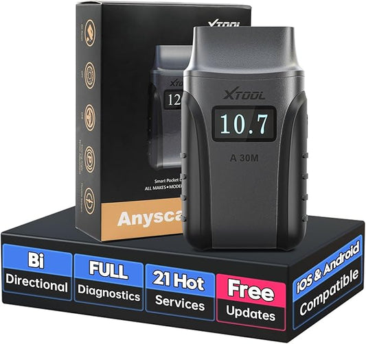 Wireless OBD2 Scanner for Android & iPhone, XTOOL Anyscan A30M 2025 Bidirectional Scan Tool with Free Updates, All System, 21 Resets, ABS Bleed, Oil Reset, Crank Sensor Relearn, Upgraded Ver. of A30