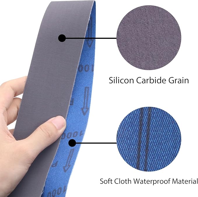2 x 72 Sanding Belts,2x72 Silicon Carbide Knife Sharpening Sander Belt, 2 Pcs Each of 600, 800, 1000 Grits Grinding Belts for Belt Sander,6 Pack