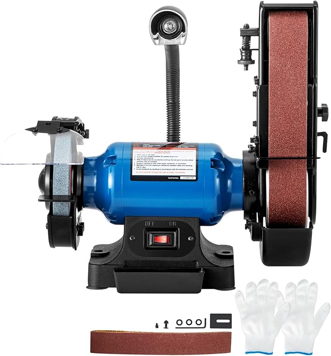 VEVOR 5" Disc Sander and 1" x 30" Belt Sander Combo with 2.5A Induction Motor, Powerful Woodworking Bench Sander with 0-45° Adjustable Cast Aluminum Work Table