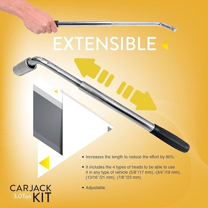 Car Jack Kit | Scissor Jack for Car 3 Ton (6,600 lbs) - Tire Jack Tool Kit | Portable, Ideal for SUV and Auto - Universal Car Emergency Kit with Lug Wrench | Heavy Duty Material