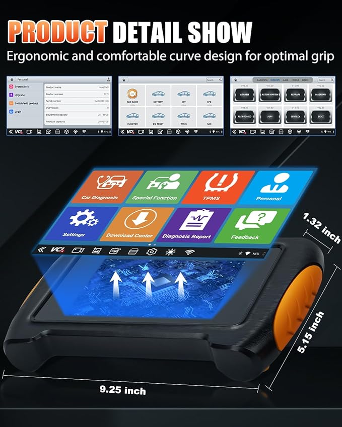 Bidirectional Scan Tool, Automotive Scanner Diagnostic Tool with ECU Coding, All Systems Scanner for Car, 3-Year Updates, 17+ Resets, ABS Bleed, Oil/SAS/TPMS/EPB Reset