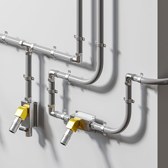 3/4 Inch Compressed Air Piping System, 120FT HDPE Pipe, Air Compressor Fittings and Accessories, Wall Outlet Blcoks, Air Line Tubing Kit for Garage Shop