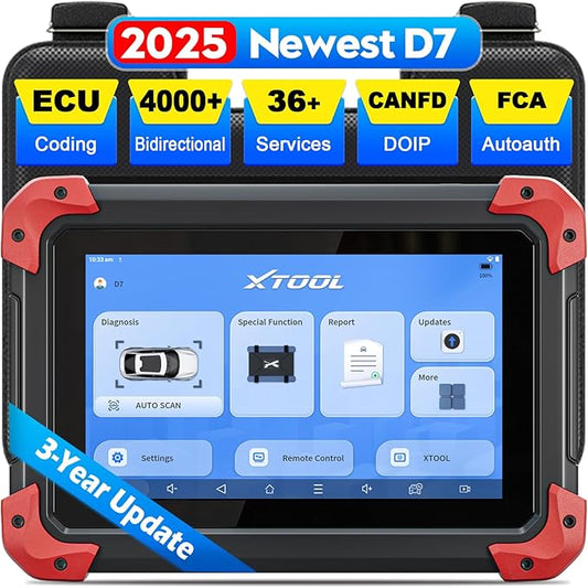 XTOOL D7 OBD2 Scanner Bidirectional Scan Tool, 2025 Scanner for Car, FCA Autoauth, CANFD/DoIP, 36+ Resets, Active Tests, All System Diagnosis, Crank Sensor Relearn, ECU Coding, 3 Years Updates