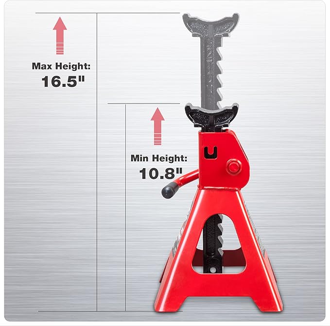 Jack Stands 2 Ton (4,400 LBs) Lifting Car Stand, Fit Use for Cars Automotive Small Vehicles, Red, 2 Pack