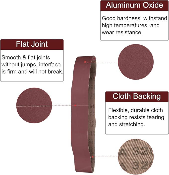 uxcell 10pcs 6" x 89" Sanding Belts 320 Grits Aluminum Oxide Abrasive Belt Sander Paper Sanding Papers for Metal Wood Grinding Polishing, Reddish Brown