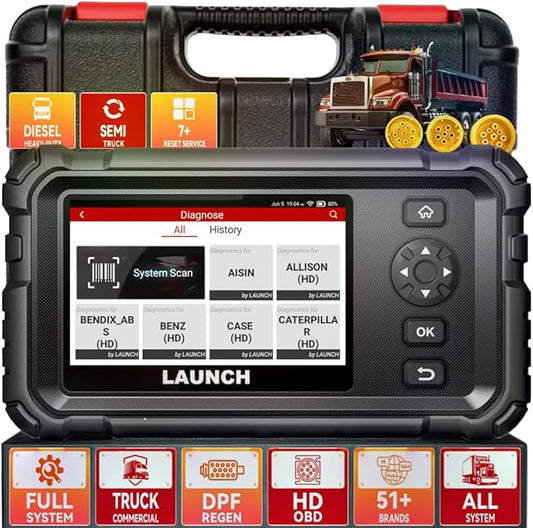 LAUNCH CRP129 HD Heavy Duty Truck Scanner with DPF Regen Injector Cutoff, Full System Diesel Diagnostic Scan Tool for Cummins Caterpillar Pickup Tractor & More Commercial Vehicle Semi-Trucks