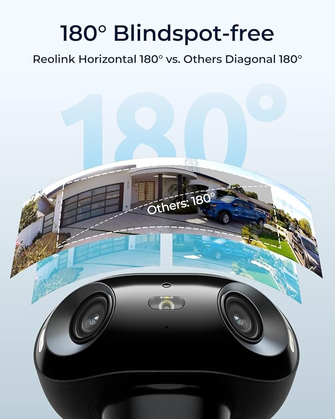 REOLINK Argus 4 Pro Black, 4K Solar Security Cameras Wireless Outdoor, ColorX Night Vision for Home Security, 180° No Blindspots, 5G/2.4GHz WiFi 6, AI Detection, No Monthly Fee, Home Hub Compatible