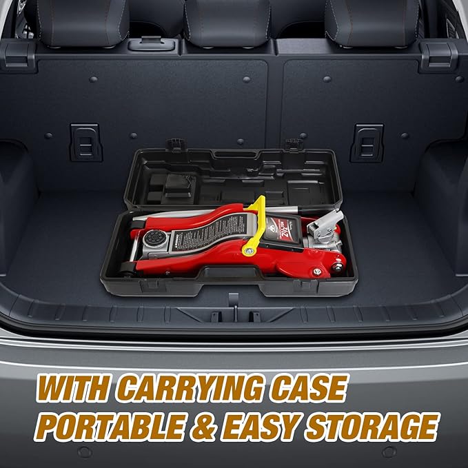 Floor Jack 2.5 Ton (5500 LBs) Hydraulic Low Profile Trolley Car Jack with Portable Storage Case, Lifting Range 3.5" to 14", Fit Use for Automotive Sedans, Red