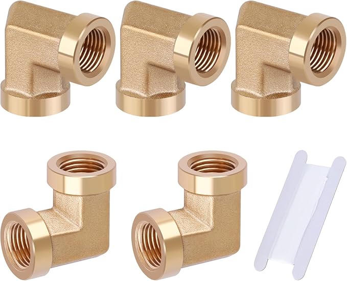 5pcs 1/8” Brass Fittings 90 Degree Barstock Street Elbow 1/8" NPT Female Pipe to 1/8" NPT Female Pipe 1/8 NPT Female Elbow Forged Brass Pipe Fittings