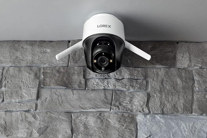 Lorex 2K Pan-Tilt Indoor/Outdoor WiFi Security Camera - Home Security Camera with 360 View Auto-Tracking, Color Night Vision, Person Detection, and Warning - Free 32GB Micro SD Card (2K White)
