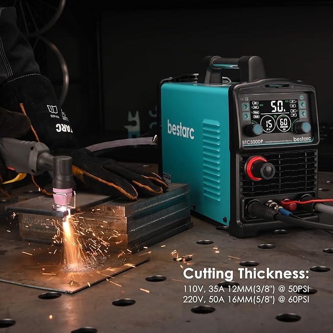 Plasma Cutter, Pilot Arc [Air Sensor Technology] 110/220V BTC500DP 10th Generation, 50Amps Screen Display Digital Plasma Cutting Machine (BTC500DP 10GEN 110/220V)