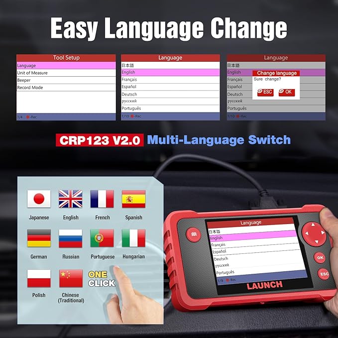 LAUNCH CRP123 V2.0 Elite OBD2 Scanner, 2025 New Engine/ABS/SRS/Transmission Car Diagnostic Tool With Oil Reset/Throttle Adaption/SAS Relearn , Check Engine Code Reader, Lifetime Free Update Scan Tool