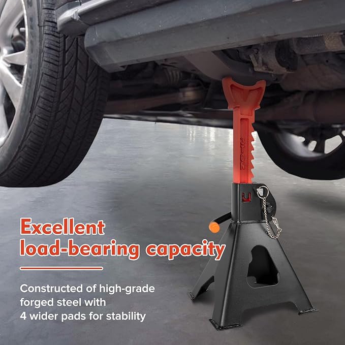 Donext Jack Stands 3 Ton (6,500 lb) Capacity Steel Double Locking, 1 Pair Black Lifting Stand Adjustable Jack Stands