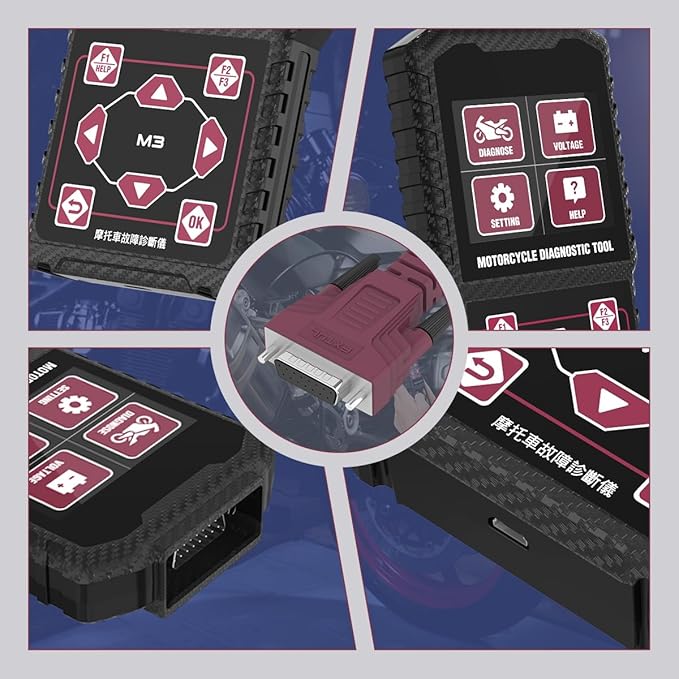 Motorcycle Diagnostic Tool OBD2 Motorcycle Fault Code Readers Scan Tool Motorcycle Code Reader Scaner Compatible with Yamaha 2/3/4P, Kawasaki 4-6P, Honda 4P, OBDII（Not Applicable to Bike）