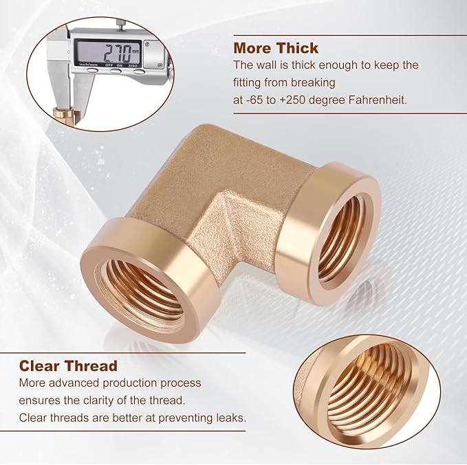 5pcs 1/8” Brass Fittings 90 Degree Barstock Street Elbow 1/8" NPT Female Pipe to 1/8" NPT Female Pipe 1/8 NPT Female Elbow Forged Brass Pipe Fittings