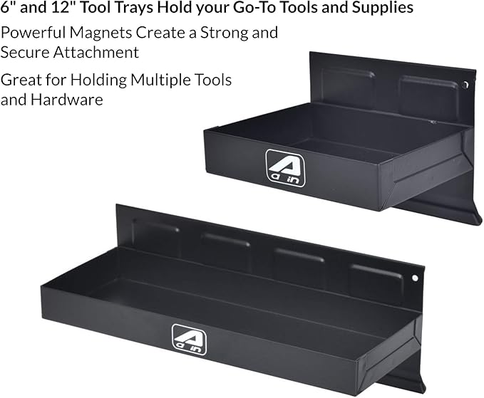 Eisen trayset 4pc Magnetic Toolbox Tray Set, Magnetic Tool Box holder for Cabinet Side Shelf Storage Van Workshop, Tool Trays, Paper Towel Holder and Spray Can Holder, Black