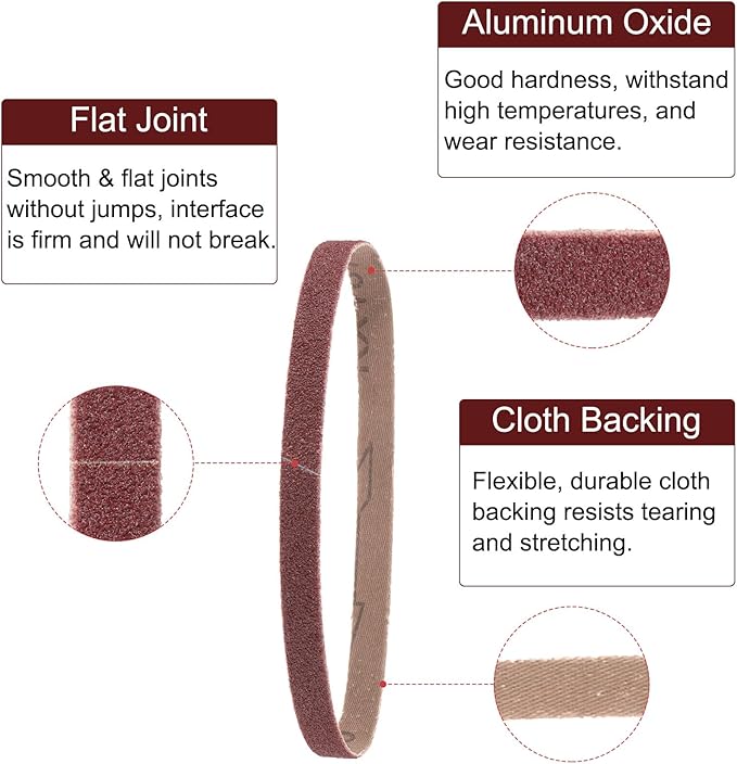 uxcell 2pcs 2-1/2" x 16" Sanding Belts 80 Grits Aluminum Oxide Abrasive Belt Sander Paper Sanding Papers for Metal Wood Grinding Polishing, Reddish Brown