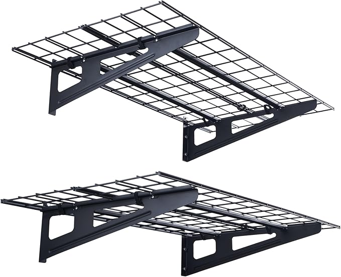 VEVOR 2 x 4 ft Garage Shelving Wall Mounted, 2 Pack Heavy Duty Garage Wall Shelves 500lbs Capacity, Garage Storage Rack Floating Shelves for Shop, Shed, Garage Storage