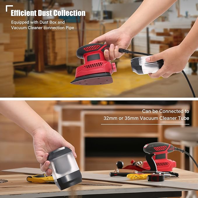 Detail Sander, 130W Compact Electric Sander, 14000 RPM, with 20PCS Sandpaper Mouse Sander, Hand Sanders with Multi-Function efficient Dust Box Collection System, Suitable for Sanding, Polishing, etc.