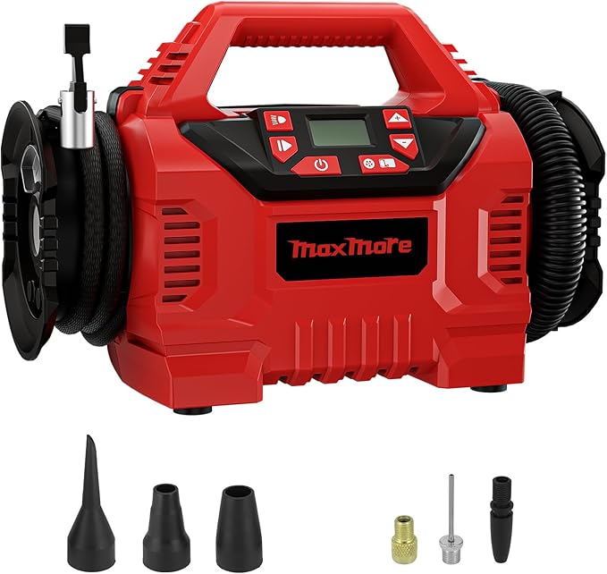 Cordless Tire Inflator Compatible with Milwaukee 18V Battery, 160 PSI High Pressure Portable Air Compressor with Digital Gauge, Auto Shut Off, LED Light For Balls, Tires, Swim Toys (Tool Only)