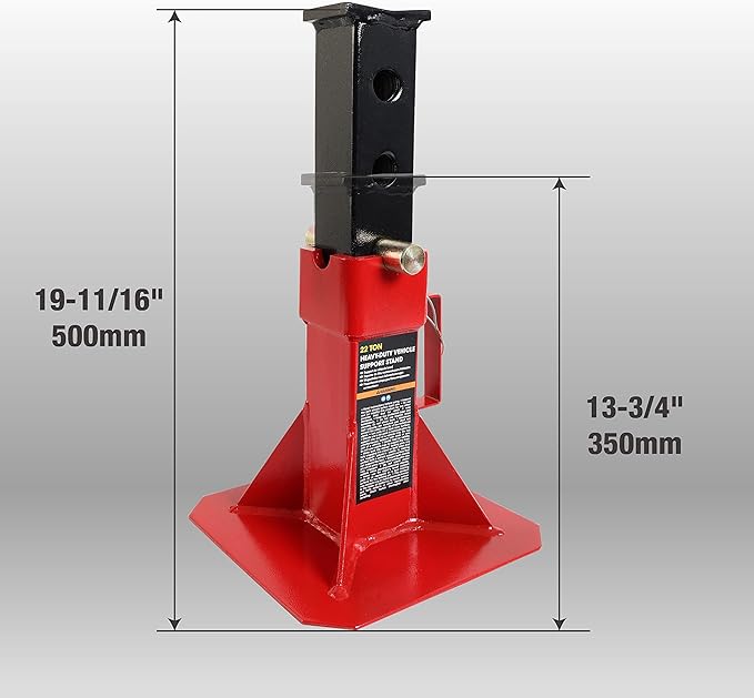 BIG RED ATZ220005R Torin Heavy Duty Pin Type Professional Car Jack Stand with Lock, 22 Ton (44,000 lb) Capacity, Red, 1 Pair