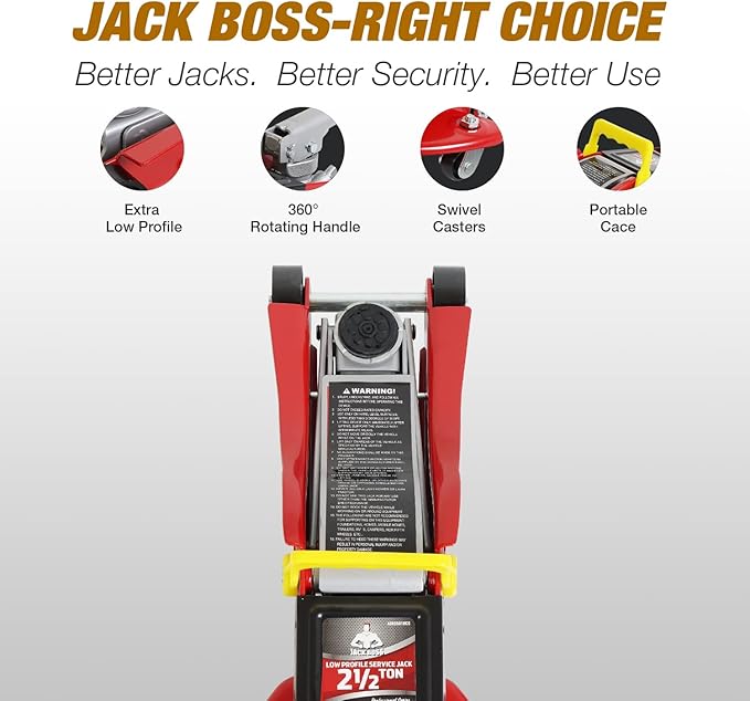 Floor Jack 2.5 Ton (5500 LBs) Hydraulic Low Profile Trolley Car Jack with Portable Storage Case, Lifting Range 3.5" to 14", Fit Use for Automotive Sedans, Red
