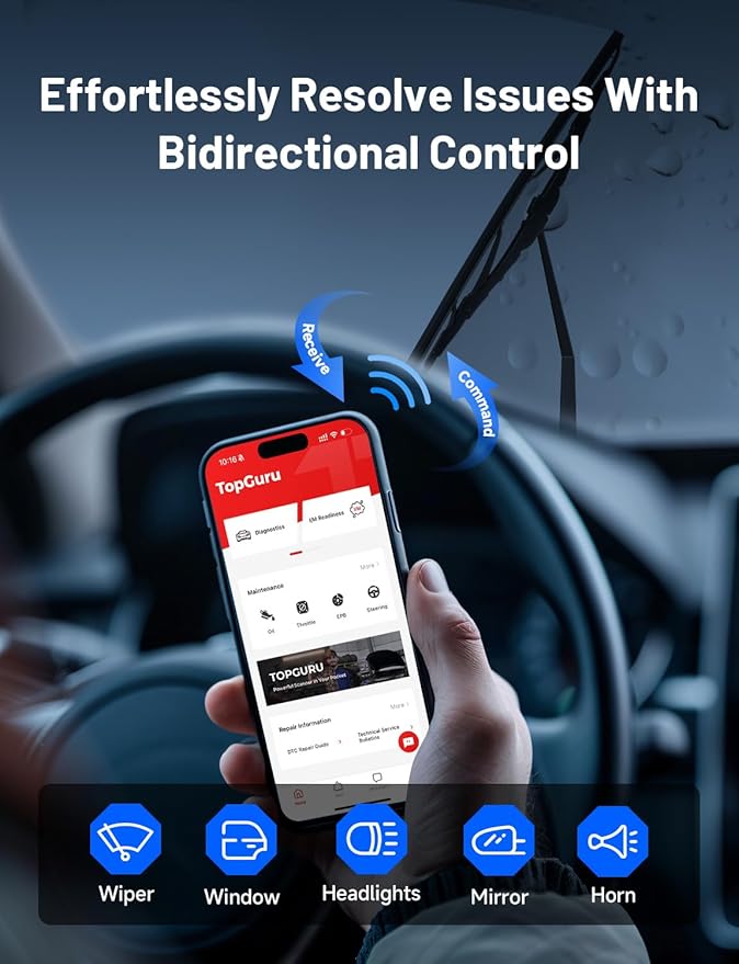 TOPDON TopScan Lite OBD2 Scanner Bluetooth, Bi-Directional Scanner Wireless All System Diagnostic Tool for iOS & Android, FCA AutoAuth, 8+ Hot Reset, Repair Guides, Car Code Reader, Performance Test