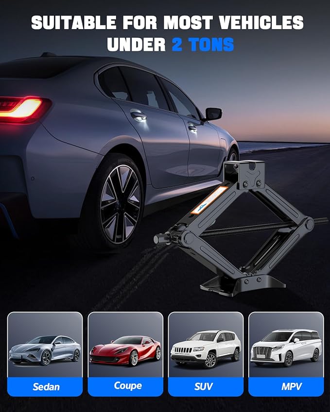 Car Jack Kit Scissor Lift Jack for Car 2 Ton (4409 lbs) Universal Jack Emergency Kit with Lug Wrench Tire Changing Kit for Car SUV
