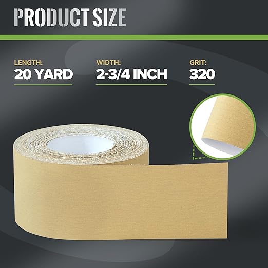 PSA Sandpaper Roll 320 Grit 2-3/4in x 20 Yards Self Adhesive Sticky Back Longboard Sand Paper Continuous Roll,Sandpaper for Woodworking,Auto Body,Air File Sander and Hand Sanding Blocks