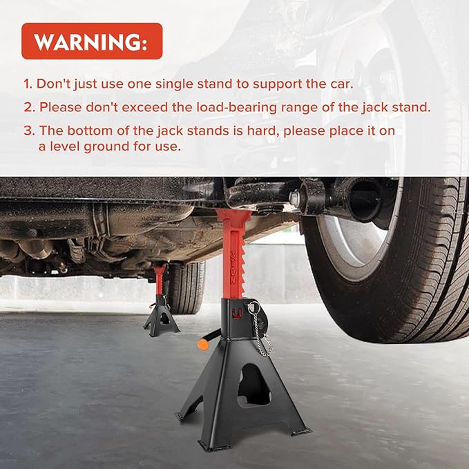 Donext Jack Stands 3 Ton (6,500 lb) Capacity Steel Double Locking, 1 Pair Black Lifting Stand Adjustable Jack Stands