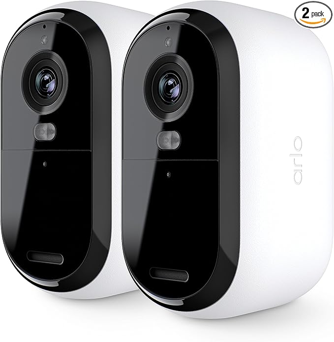 Arlo Essential Security Camera 2K | Indoor - Outdoor | 2nd Gen | Wireless with Spotlight, 2-Way Audio, Color Night Vision, Live Stream, Motion Activiation, Real Time Notifications - White, 2 Camera
