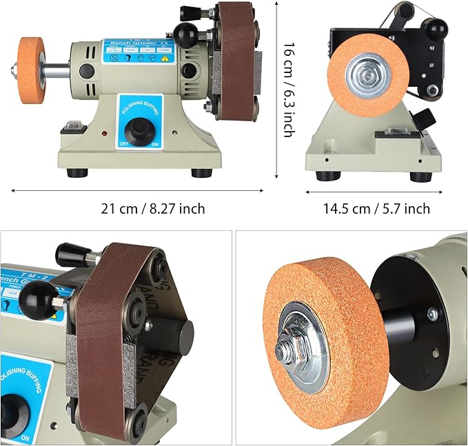 Multifunctional Wet & Dry Belt Sander,Rock Polisher,Variable Speed 1250-10000RPM, 350W Powerful Motor, Water Cooling System, Ideal for Metal, Wood, and Gemstone Polishing